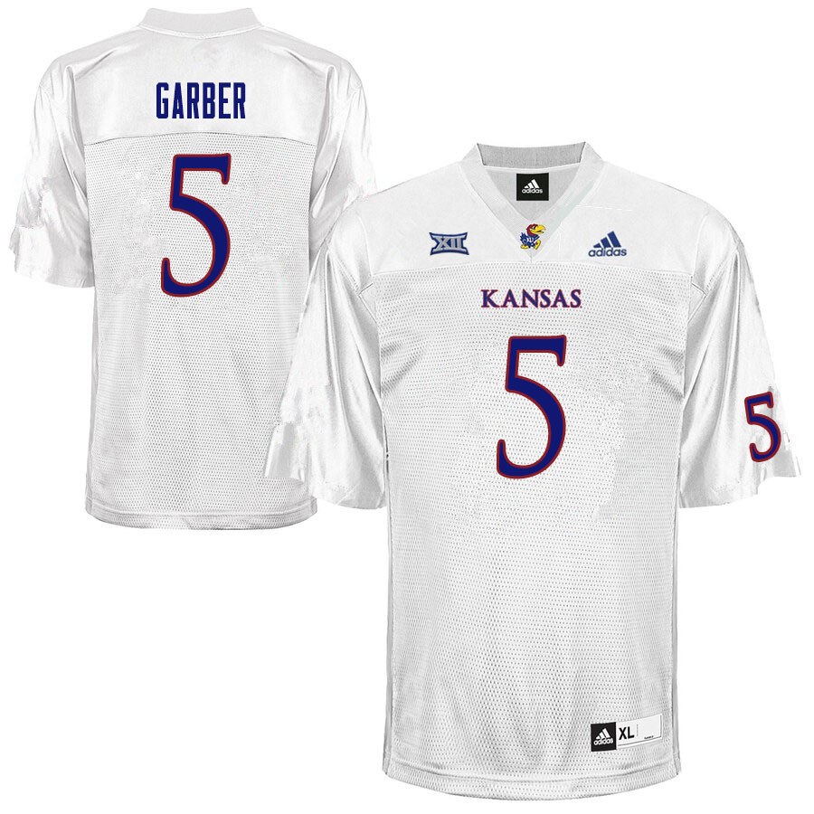 Men #5 Gabe Garber Kansas Jayhawks College Football Jerseys Sale-White - Click Image to Close